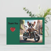 Französische Bulldogge thank you Motorrad 招待状 (スタンド正面)