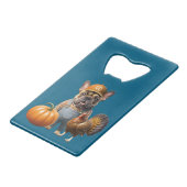 Französische Bulldogge Thanksgiving French Bulldog クレジットカード栓抜き (裏面アングル)