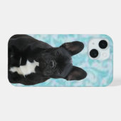 Französische Bulldogge Thanksgiving Grusskarte iPhone 15ケース (裏面横)