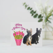 französische Bulldogge Tulpen French Bulldog ポストカード (スタンド正面)