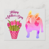 französische Bulldogge Tulpen French Bulldog ポストカード (正面)