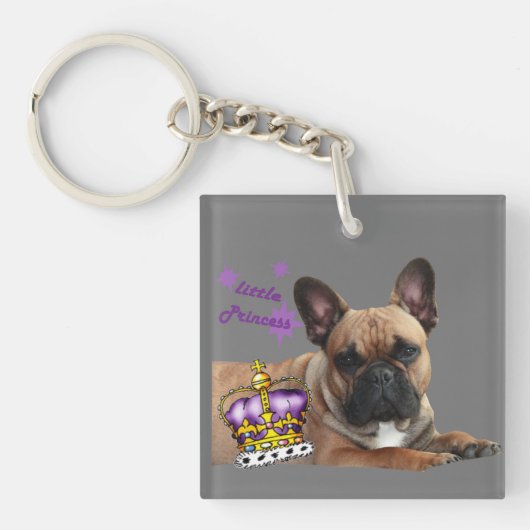 Französische Bulldogge Valentinstag French Bulldog キーホルダー (正面)