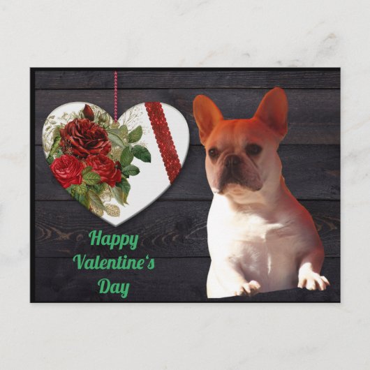 Französische Bulldogge Valentinstag French Bulldog ポストカード (正面)
