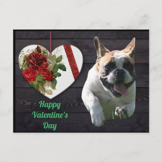 Französische Bulldogge Valentinstag French Bulldog ポストカード (正面)