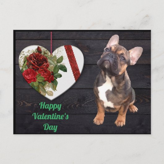 Französische Bulldogge Valentinstag French Bulldog ポストカード (正面)