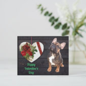 Französische Bulldogge Valentinstag French Bulldog ポストカード (スタンド正面)