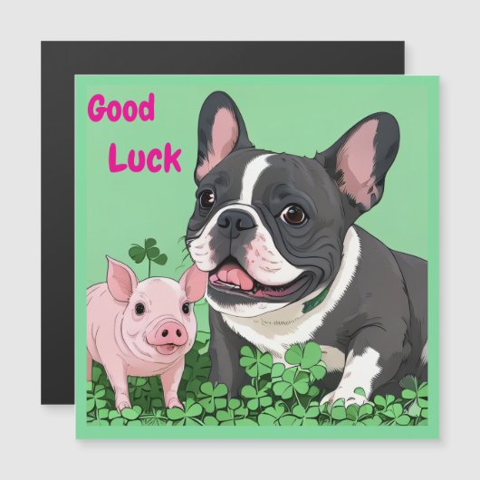 Französische Bulldogge viel Glück French Bulldog (正面/裏面)