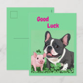 Französische Bulldogge viel Glück French Bulldog シーズンポストカード (正面/裏面)