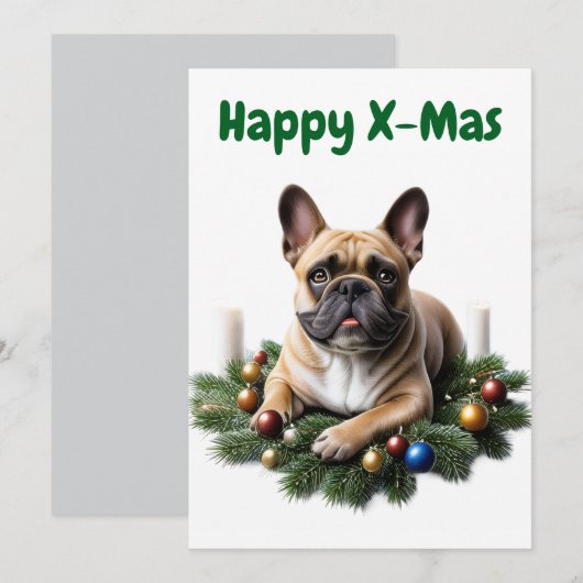 Französische Bulldogge Weihnachten French Bulldog (正面/裏面)
