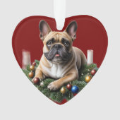 Französische Bulldogge Weihnachten French Bulldog オーナメント (正面)