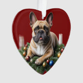 Französische Bulldogge Weihnachten French Bulldog オーナメント (正面)