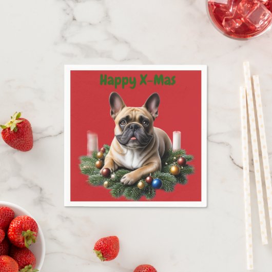 Französische Bulldogge Weihnachten French Bulldog スタンダードカクテルナプキン (インサイチュ)