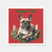 Französische Bulldogge Weihnachten French Bulldog スタンダードカクテルナプキン (正面)