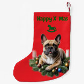 Französische Bulldogge Weihnachten French Bulldog スモールクリスマスストッキング (裏面)