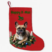 Französische Bulldogge Weihnachten French Bulldog スモールクリスマスストッキング (正面)
