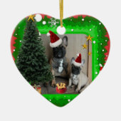Französische Bulldogge Weihnachten French Bulldog セラミックオーナメント (正面)
