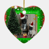 Französische Bulldogge Weihnachten French Bulldog セラミックオーナメント (裏面)