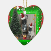 Französische Bulldogge Weihnachten French Bulldog セラミックオーナメント (左)