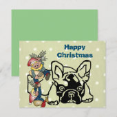 Französische Bulldogge Weihnachten French Bulldog 招待状 (正面/裏面)