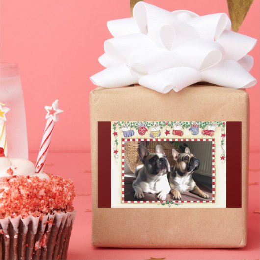 französische Bulldogge Weihnachten French Bulldog  長方形シール (パーティー)