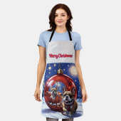 Französische Bulldogge Weihnachten French Bullog エプロン (着用した状態)