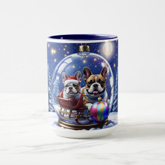 Französische Bulldogge Weihnachten  French Bullog マグカップ (中央)