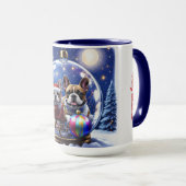 Französische Bulldogge Weihnachten  French Bullog マグカップ (正面右)