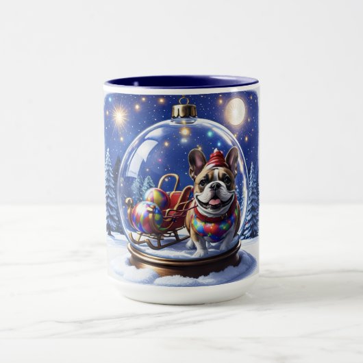 Französische Bulldogge Weihnachten  French Bullog マグカップ (中央)
