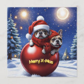 Französische Bulldogge Weihnachten  French Bullog 招待状 (正面)