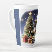 Französische Bulldogge Weihnachtsbaum Bulldog カフェラテマグ (左アングル)