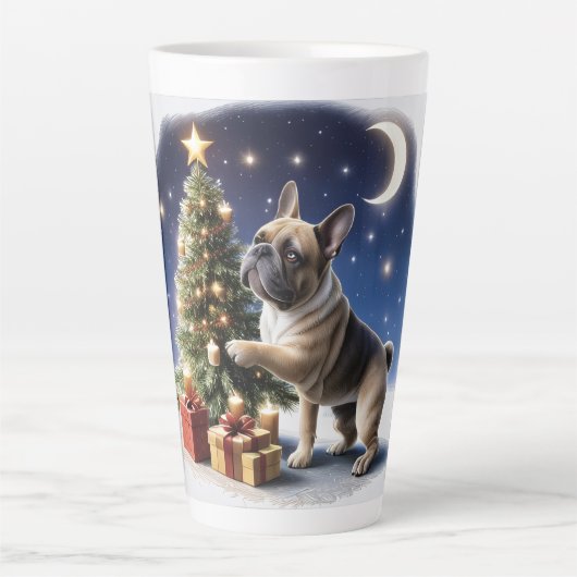 Französische Bulldogge Weihnachtsbaum Bulldog カフェラテマグ (正面)