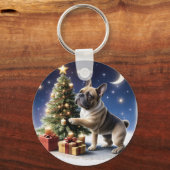 Französische Bulldogge Weihnachtsbaum Bulldog キーホルダー (正面)
