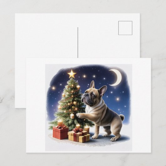 Französische Bulldogge Weihnachtsbaum Bulldog ポストカード (正面/裏面)