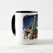 Französische Bulldogge Weihnachtsbaum Bulldog マグカップ (正面左)