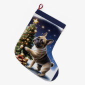 Französische Bulldogge Weihnachtsbaum Bulldog ラージクリスマスストッキング (正面 (吊り時))