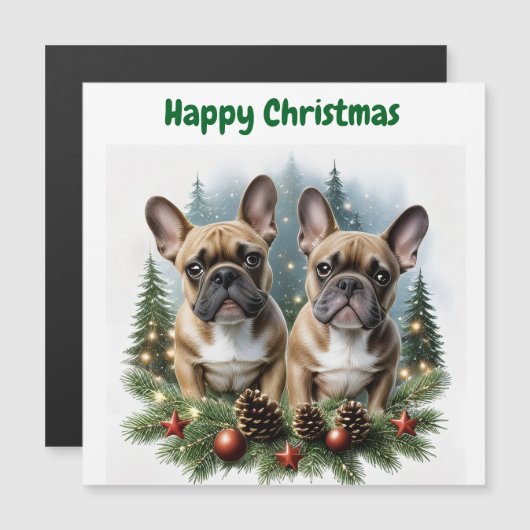 Französische Bulldogge  Weihnachtskranz Bulldog (正面/裏面)