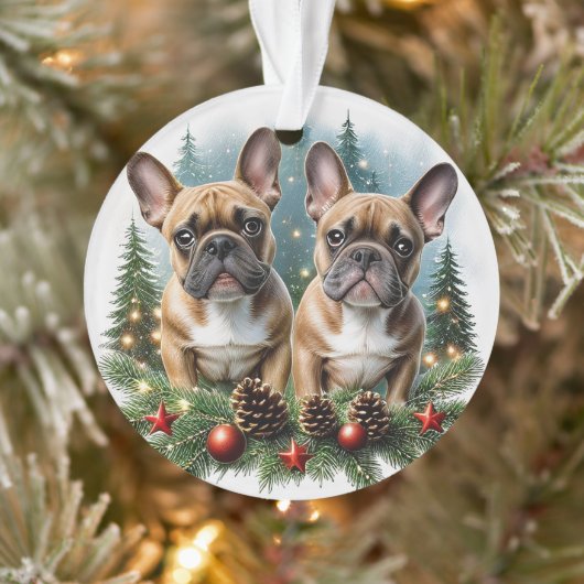Französische Bulldogge Weihnachtskranz Bulldog オーナメント (ツリー)