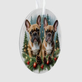 Französische Bulldogge Weihnachtskranz Bulldog オーナメント (正面)