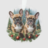 Französische Bulldogge Weihnachtskranz Bulldog オーナメント (正面)