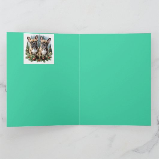 Französische Bulldogge  Weihnachtskranz Bulldog カード (内部)