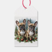 Französische Bulldogge Weihnachtskranz Bulldog ギフトタグ (正面)