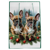 Französische Bulldogge Weihnachtskranz Bulldog ミディアムペーパーバッグ (裏面)