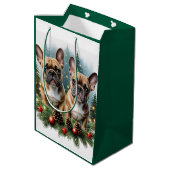 Französische Bulldogge Weihnachtskranz Bulldog ミディアムペーパーバッグ (裏面アングル)