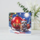 Französische Bulldogge Weihnachtskugel Weihnachten シーズンカード (スタンド正面)
