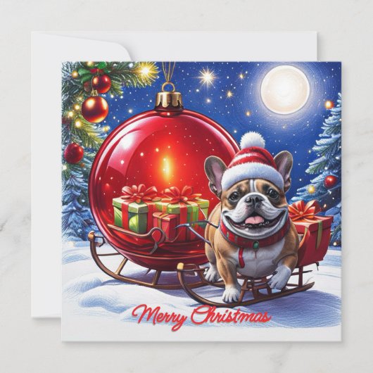 Französische Bulldogge Weihnachtskugel Weihnachten シーズンカード (正面)