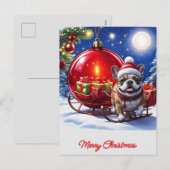 Französische Bulldogge Weihnachtskugel Weihnachten シーズンポストカード (正面/裏面)