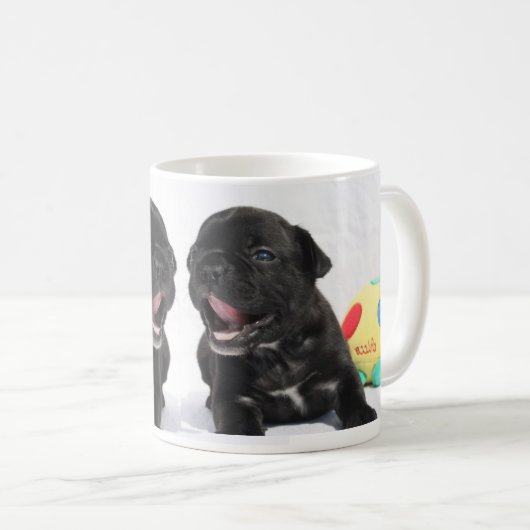 Französische Bulldogge Welpe French Bulldog コーヒーマグカップ (正面右)