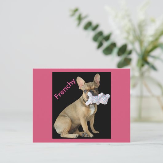Französische Bulldogge Welpe French Bulldog ポストカード (スタンド正面)