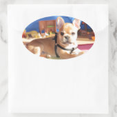 Französische Bulldogge Welpe French Bulldog 楕円形シール (バッグ)