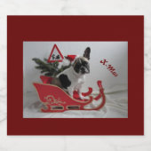 Französische Bulldogge Xmas French Bulldog スパークリングワインラベル (シングルラベル)
